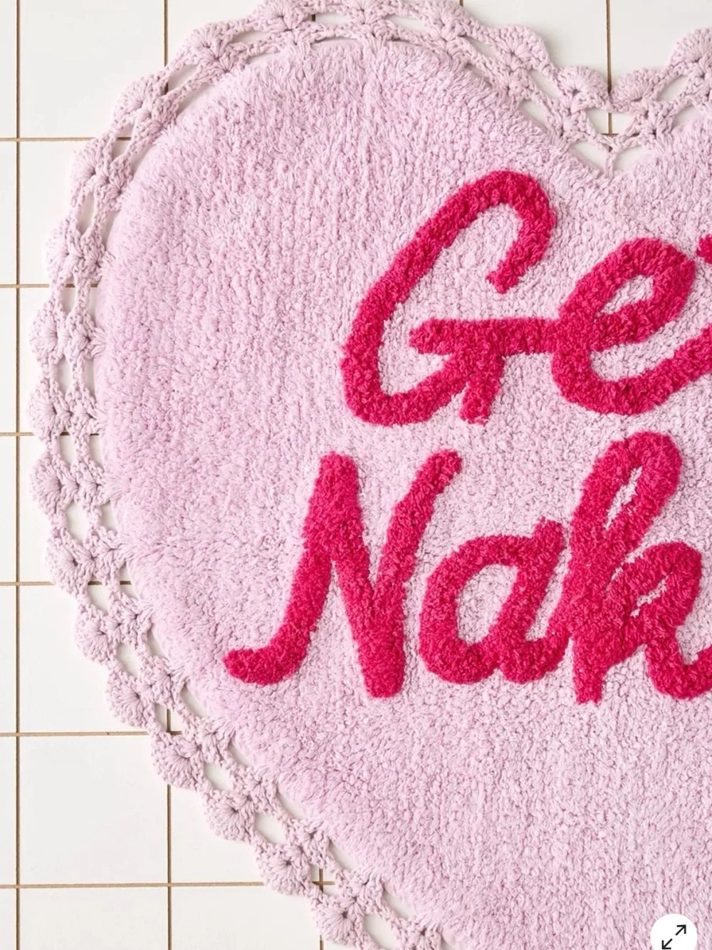 Urban Outfitters Get Naked Heart Crochet Bath Mat, Pinky